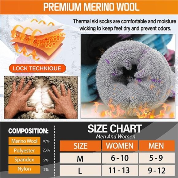 3 Pairs Unisex Thermal Winter Warm Thick Knee High Socks - Picture 5 of 6